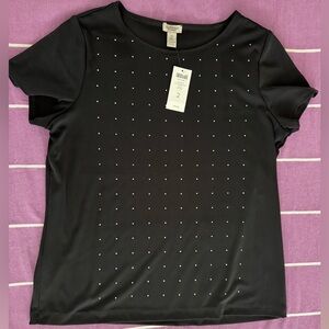 Chico’s blouse, black, embellished, size 2 Chico’s sizing